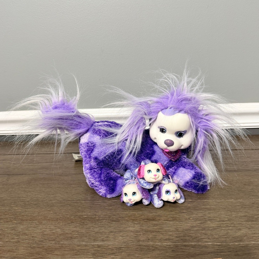 Just Play Puppy Surprise Tessa Purple Spotted Dog Plush with 3 Puppies 2020